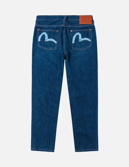 Evisu Mid-washed Seagull Print Taper Fit Jeans