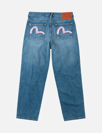 Evisu Light-washed Seagull Print Relax Fit Jeans #2030