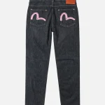 Evisu Black Washed Seagull Print Taper Fit Jeans