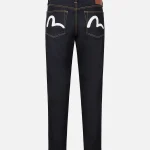 Evisu Ecru Seagull Print Taper Fit Jeans