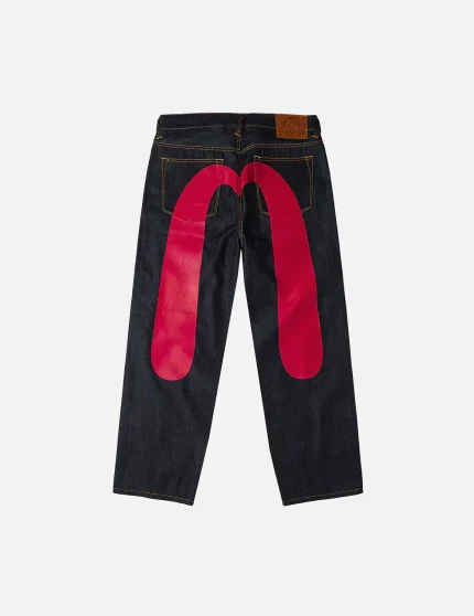 Evisu Red Daicock Print Loose Fit Jeans