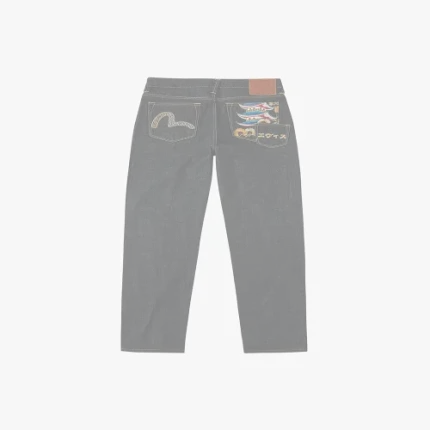 EvisuJeans Seagull and Japanese Temple Embroidery Regular Fit Jeans back view