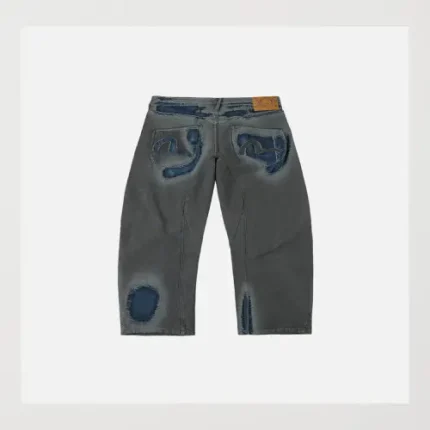 EvisuJeans Washed Distressed Seagull Print 3D Cut Jeans back view