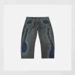 EvisuJeans Washed Distressed Seagull Print 3D Cut Jeans front view
