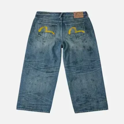 Oil Stain Evisu Logo Loose Fit Jeans back view