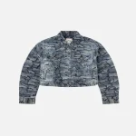 EvisuJeans allover Ishigaki camouflage jacquard fashion fit washed denim jacket front view