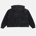 EvisuJeans Distressed Plaid Patch Hooded Padding Denim Jacket back view