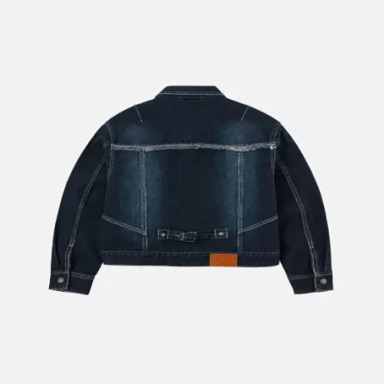 EvisuJeans seagull appliqué loose fit washed denim jacket back view