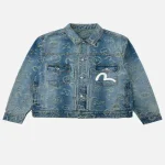 EvisuJeans Allover Monogram Rainbow Jacquard Denim Jacket front view