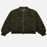 Front view of Evisujeans light padded Ishigaki camouflage bomber jacket