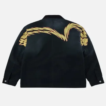 Back view of washed Lightning Daicock chore jacket