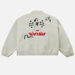 Back view of washed racing jacket