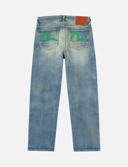 Evisu Light-washed Seagull Print Regular Fit Jeans