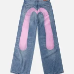 Evisu Light Pink Washed Daicock Print Jeans Women
