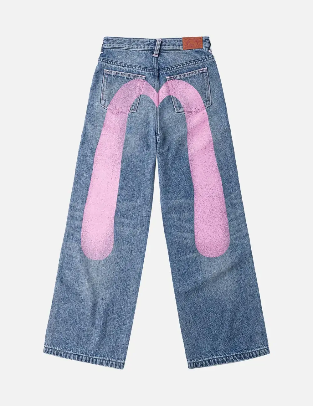 Evisu Light Pink Washed Daicock Print Jeans Women Evisu Light Pink Washed Daicock Print Jeans Women