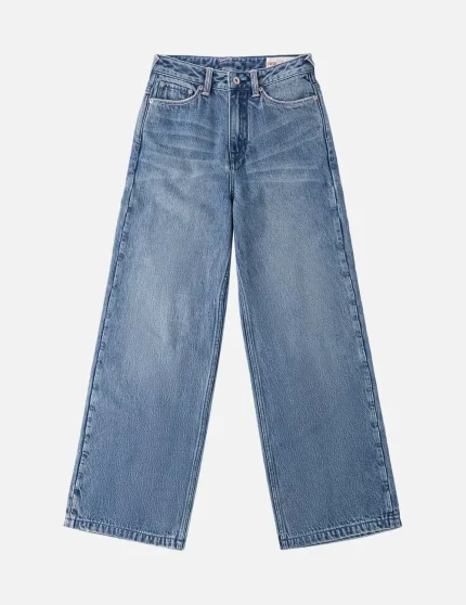 Evishu Light Pink Washed Daicock Print Jeans Women