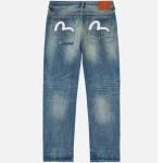 Evisu Seagull Print Distressed Jeans