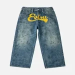 Evisu Oil Stain Logo Loose Fit Jeans front view