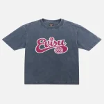 Front view of Washed EVISU Logo Seagull T-Shirt